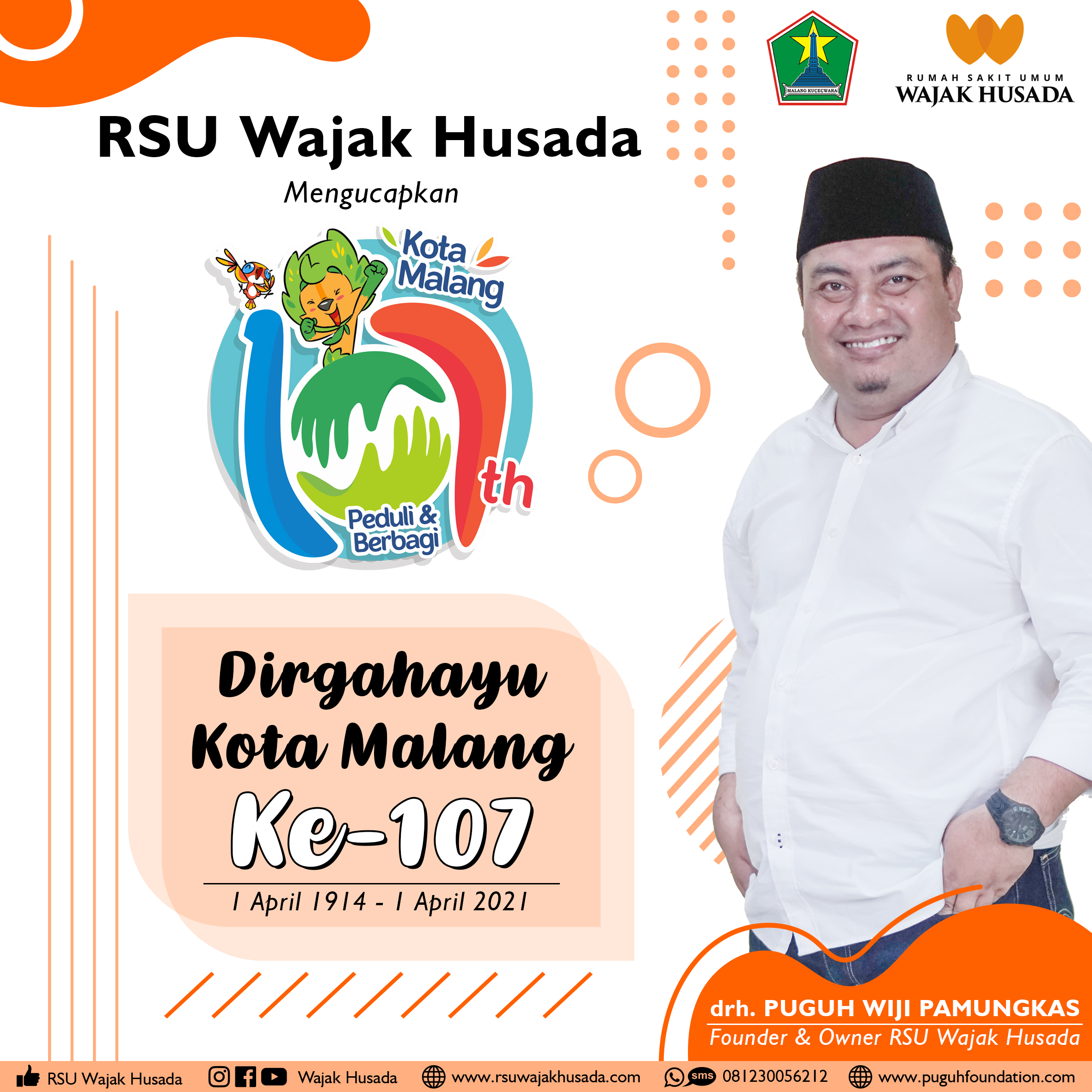 RSU Wajak Husada mengucapkan Dirgahayu Kotaku tercinta Malang. Semoga semakin maju, sejuk dan damai sejahtera untuk semua warga Malang.